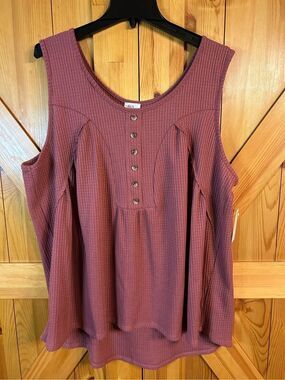 Ava James mauve waffle knit sleeveless plus size blouse size 2X spring nwt (0427